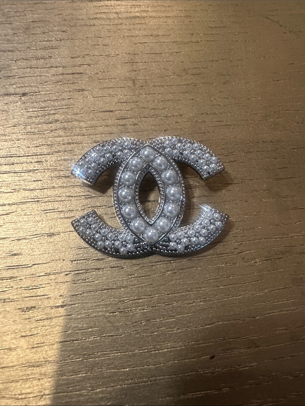 FASHION- Pearl-Accented Silver Brooch